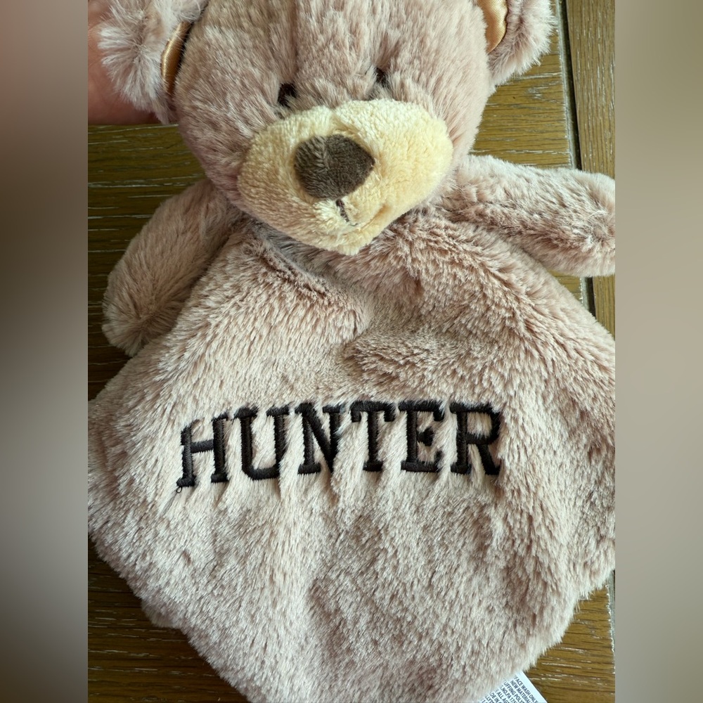 Hunter Soft Plush Teddy Bear embroidered lovey security blanket